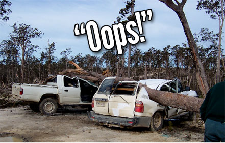 Fig 11 This was the wrong place to park work vehicles